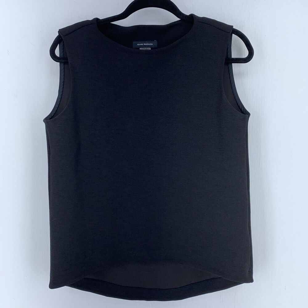 Club Monaco Womens Small Tank Top Minimalist Lagenlook Classic Black Stretch